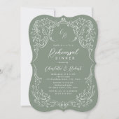 Vintages Geblüht Monogramm-Probe-Abendessen Einladung (Vorderseite)