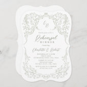 Vintages Geblüht Monogramm-Probe-Abendessen Einladung (Vorne/Hinten)