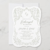 Vintages Geblüht Monogramm-Probe-Abendessen Einladung (Vorderseite)