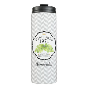 Vintages Geburtsjahr mit weißen Trauben Thermosbecher