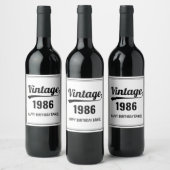 Vintages Geburtsjahr Schwarz/Weiß Geburtstag Weinetikett (Flaschen)