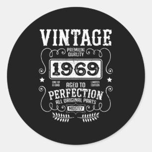Vintages Geburtstag Jahr 1969 Funny Quotes Retr Runder Aufkleber