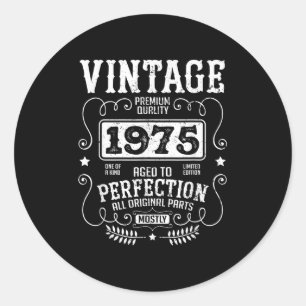 Vintages Geburtstag Jahr 1975 Funny Quotes Retr Runder Aufkleber
