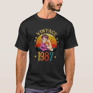 Vintages Geburtstagsgeschenk für Frauen 1987 34 Ja T-Shirt
