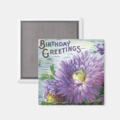 Vintages Geburtstagsmagnet mit Blume Magnet (Vorderseite/Rückseite)