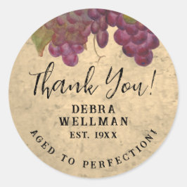 Vintages Geburtstagsweinthema Vielen Dank Runder Aufkleber