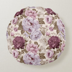 Vintages gedämpftes Blumendesign Rundes Kissen
