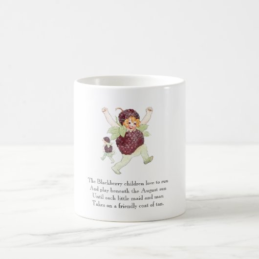 Vintages Gedicht Frucht Rhyme BlackBerry Children Kaffeetasse (Mittel)