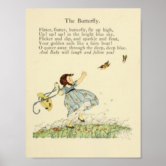 Vintages Gedicht "The Butterfly", Poster (Vorne)