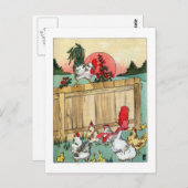 Vintages Geflügel, Rooster führt ein Treffen Postkarte (Vorne/Hinten)