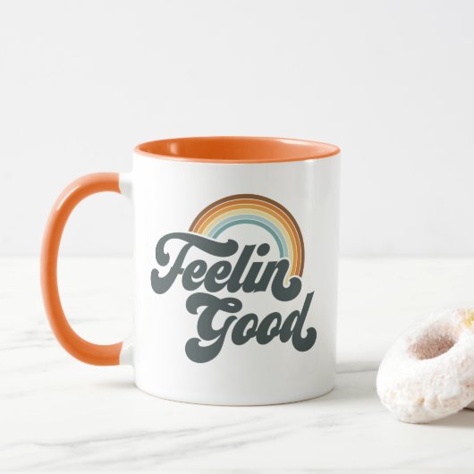 Vintages Gefühl Guter Regenbogen Tasse (Mit Donut)