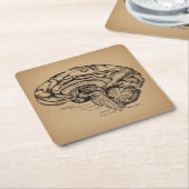 Vintages Gehirndiagramm Antique Medical Anatomic A Rechteckiger Pappuntersetzer (angewinkelt)