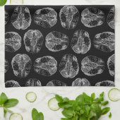 Vintages Gehirndiagramm Druckmuster Schwarz Geschirrtuch (Gefaltet)