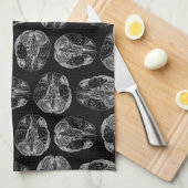 Vintages Gehirndiagramm Druckmuster Schwarz Geschirrtuch (Viertel Falte)