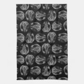 Vintages Gehirndiagramm Druckmuster Schwarz Geschirrtuch (Vertikal)