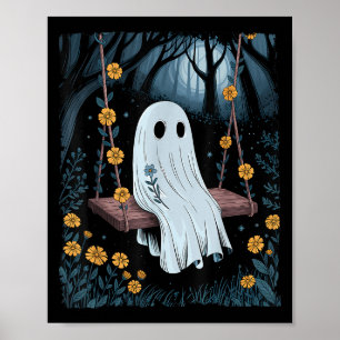 Vintages Geisterschwingen in Forest Night Hallowee Poster