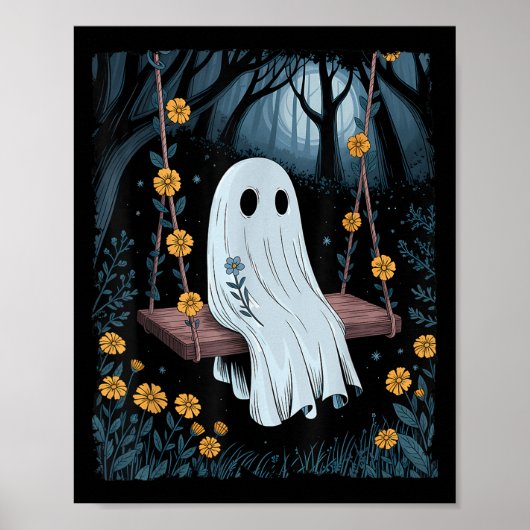 Vintages Geisterschwingen in Forest Night Hallowee Poster (Vorne)