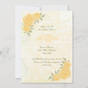 Vintages Gelb Rosen Hochzeitsfest Brautparty laden Einladung