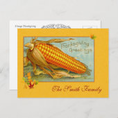 Vintages Gelbbbein Mais Erntedank Grüße Feiertagspostkarte (Vorne/Hinten)