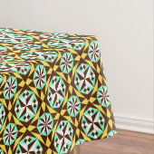 Vintages gelbes, braunes Barcelona-Muster Tischdecke (Beispiel)