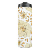 Vintages gelbes braunes Blumenmuster Thermosbecher (Vorderseite)