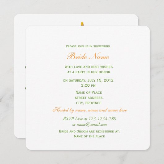 Vintages gelbes Brautparty Einladung (Vorne/Hinten)