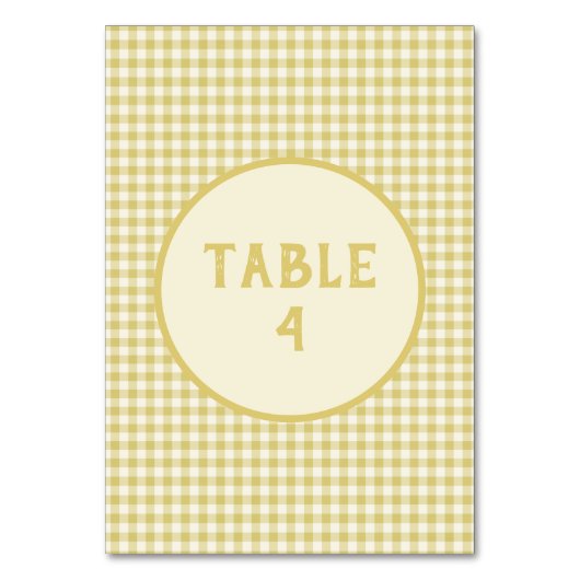 Vintages gelbes Prüfbrett-Muster Tischnummer (Vorderseite)