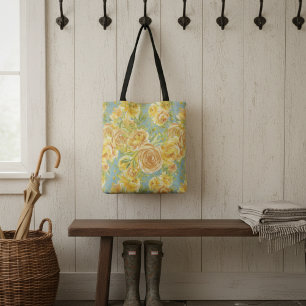 Vintages gelbes Rosenmuster Tasche