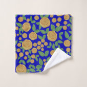 Vintages gelbes und blaues Rose Blumenmuster Badhandtuch Set (Waschlappen)