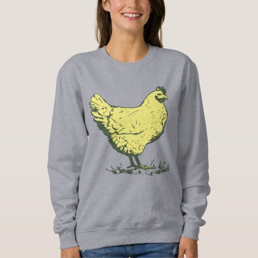 Vintages Gelbhähnchen Zeichnend Geflügelzucht Sweatshirt (Vorderseite)
