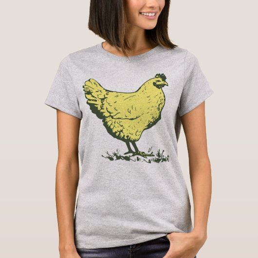 Vintages Gelbhähnchen Zeichnend Geflügelzucht T-Shirt (Vorderseite)