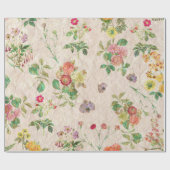 Vintages, gelbrosa niedliches Blumenmuster Geschenkpapier (Flach)