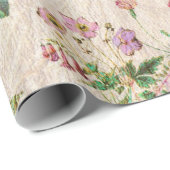 Vintages, gelbrosa niedliches Blumenmuster Geschenkpapier (Rolleneckpunkt)