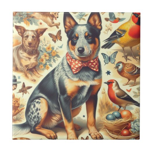 Vintages Gemälde für australische Rinder Fliese (Vorderseite)