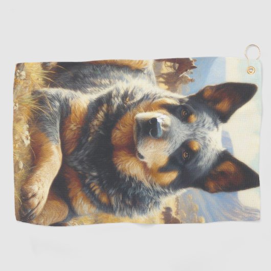 Vintages Gemälde für australische Rinder Golfhandtuch (Horizontal)