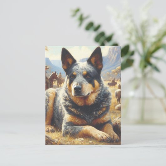 Vintages Gemälde für australische Rinder Postkarte (Stehend Vorderseite)