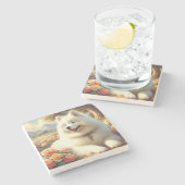 Vintages Gemälde Steinuntersetzer (Seitenansicht)