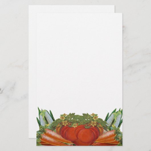 Vintages Gemüse Briefpapier (Vorne/Hinten)