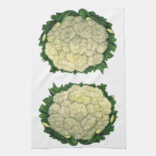 Vintages Gemüse Gemüse Veggies Blumenkohl Geschirrtuch (Vertikal)