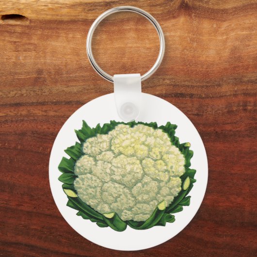 Vintages Gemüse Gemüse Veggies Blumenkohl Schlüsselanhänger (Vorderseite)