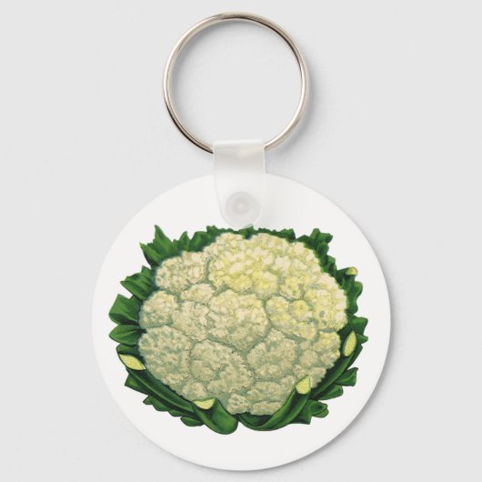 Vintages Gemüse Gemüse Veggies Blumenkohl Schlüsselanhänger (Rückseite)