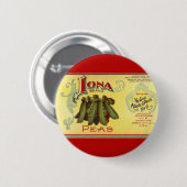 Vintages Gemüse kann Kunst kennzeichnen, Iona Bran Button (Vorne & Hinten)