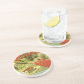 Vintages Gemüse kann Kunst, Rhubarb-Bauernhof Getränkeuntersetzer (Seite)