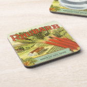 Vintages Gemüse kann Kunst, Rhubarb-Bauernhof Getränkeuntersetzer (Linke Seite)
