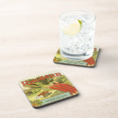 Vintages Gemüse kann Kunst, Rhubarb-Bauernhof Getränkeuntersetzer (Rechte Seite)