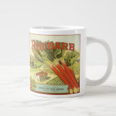 Vintages Gemüse kann Kunst, Rhubarb-Bauernhof Jumbo-Tasse (Rechts)