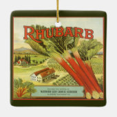 Vintages Gemüse kann Kunst, Rhubarb-Bauernhof Keramikornament (Rückseite)