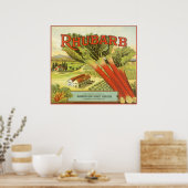 Vintages Gemüse kann Kunst, Rhubarb-Bauernhof Poster (Küche)