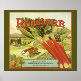 Vintages Gemüse kann Kunst, Rhubarb-Bauernhof Poster