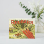 Vintages Gemüse kann Kunst, Rhubarb-Bauernhof Postkarte (Stehend Vorderseite)